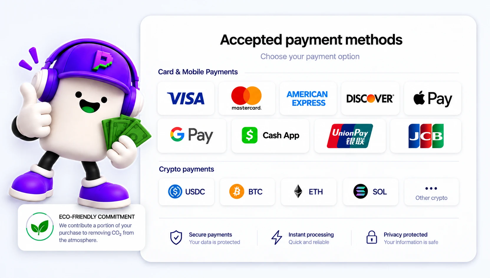 Accepted payment methods